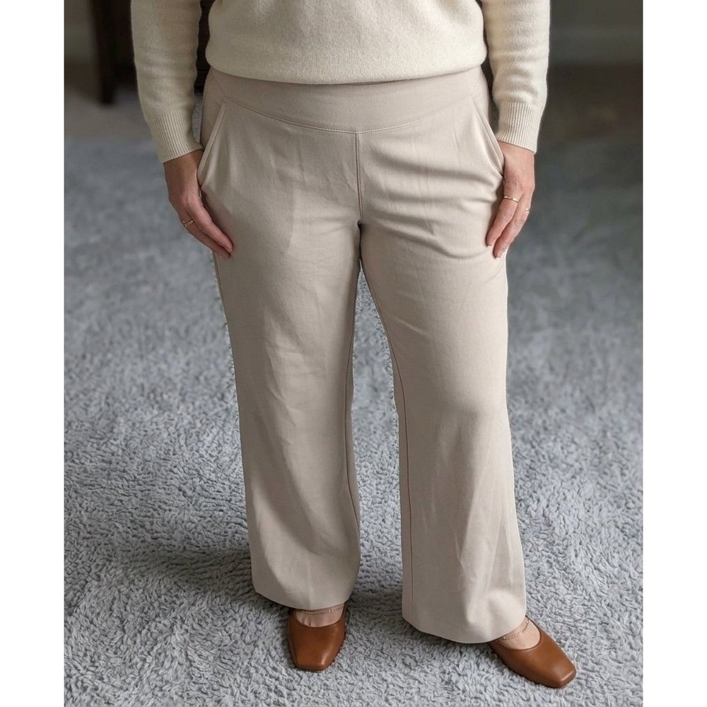 Athleta Venice Flare Pants Women 1X () Beige High Rise Travel Trousers